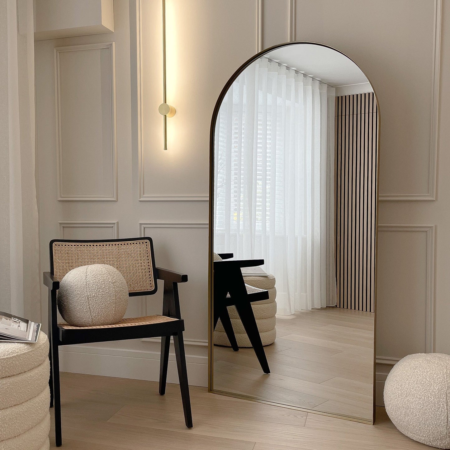 Haus Arcus - Großes Bogen-Spiegel aus goldfarbenem Metall 170cm x 80cm