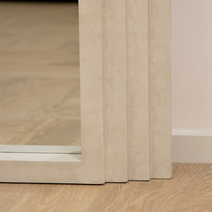 Full Length Arched Concrete Mirror detail shot of stepped design at base