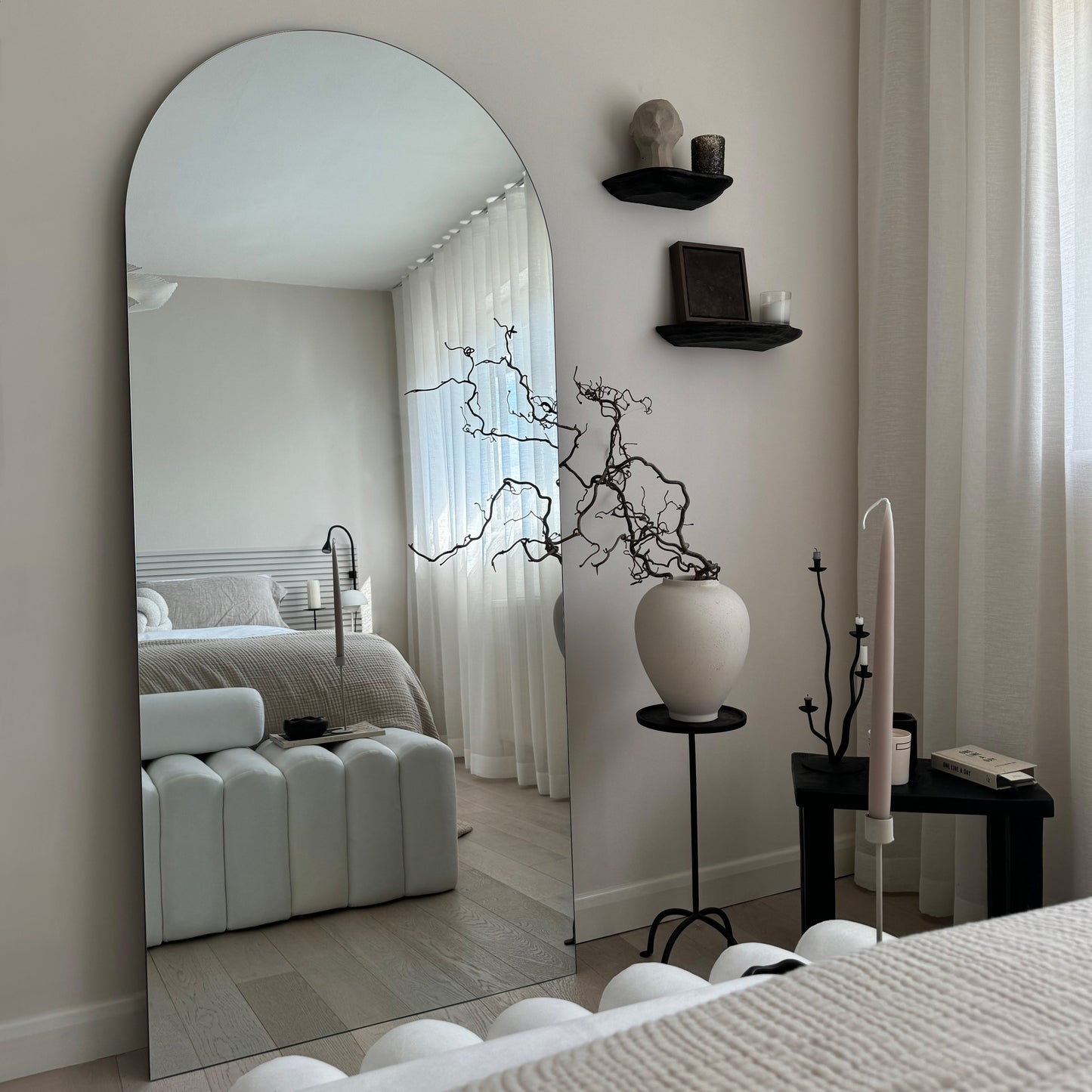 Espejo Edge – Espejo de Cuerpo Entero Grande y Curvado Sin Marco (179 cm x 80 cm)