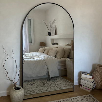 Espejo Liberty - Espejo de cuerpo entero de metal negro con diseño curvado 180cm x 110cm