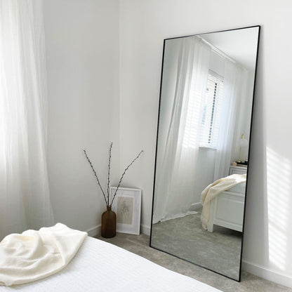 Espejo Theo - Espejo de Pared Rectangular Grande de Metal Negro 179cm x 80cm