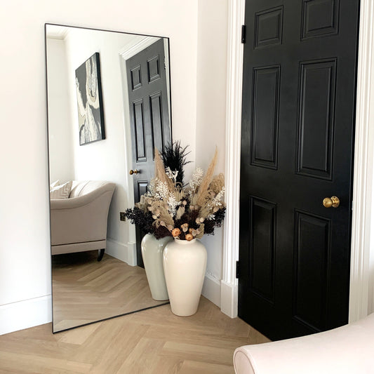 Espejo Theo - Espejo de Pared Rectangular Grande de Metal Negro 179cm x 80cm