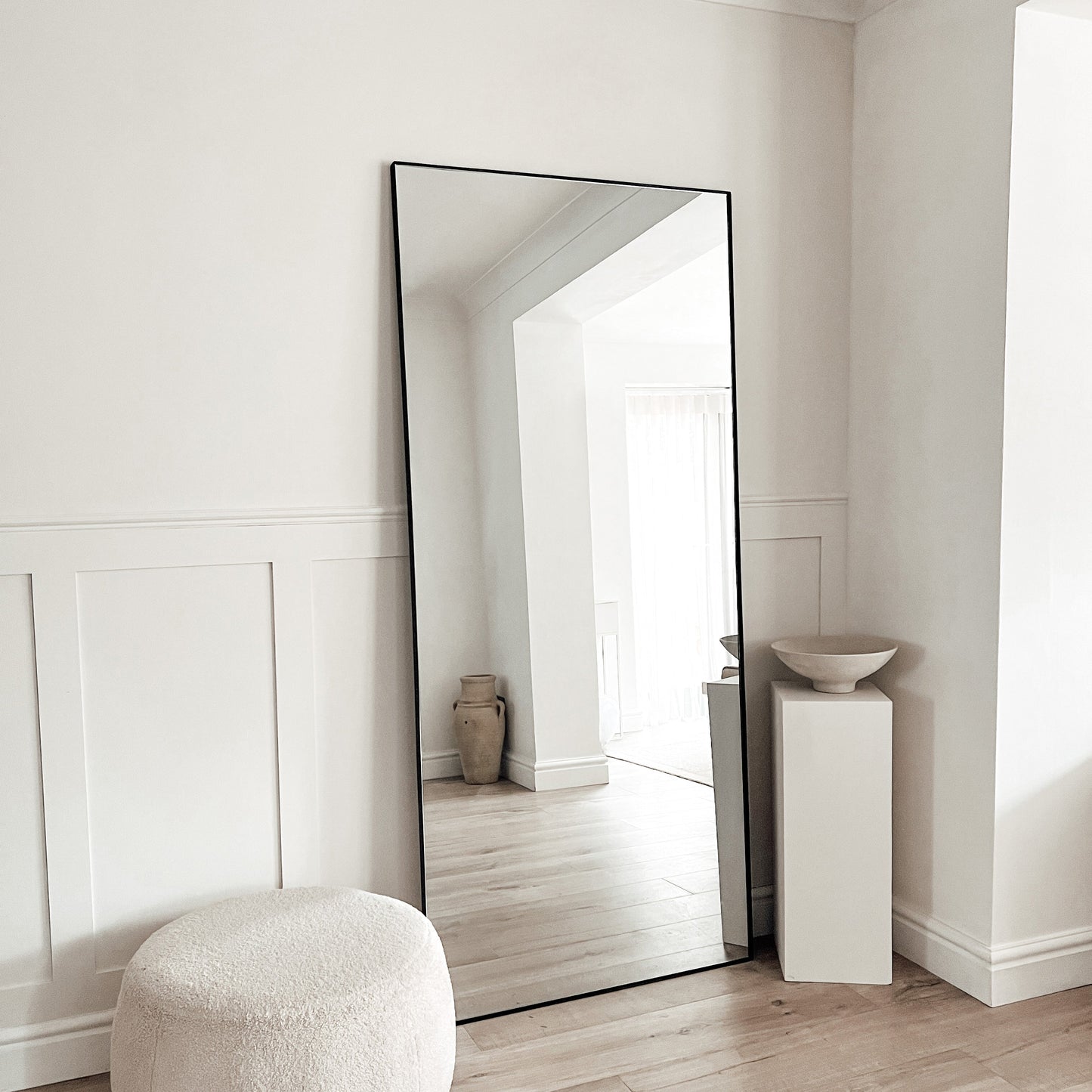 Espejo Theo - Espejo de Pared Rectangular Grande de Metal Negro 179cm x 80cm