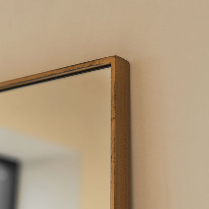 Espejo Theo – Espejo de Cuerpo Completo Rectangular Extra Grande de Metal en Dorado (190 cm x 120 cm)