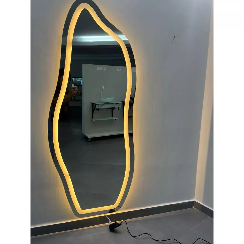 Espejo Theo - Espejo Orgánico Flame E06 150x60cm 170x70cm Con LED Mate Cálido 3000k